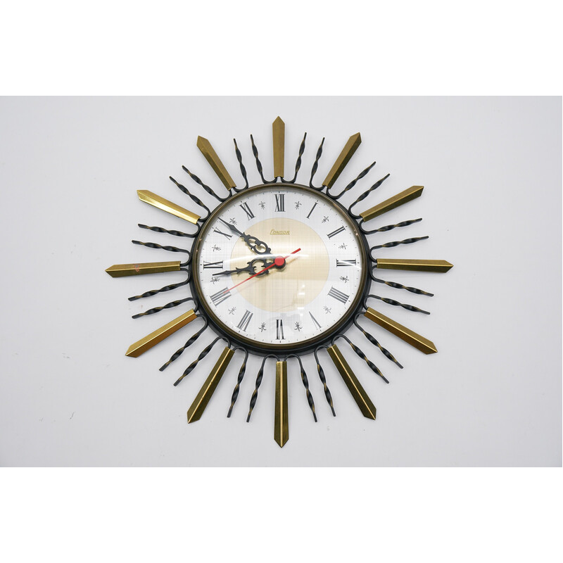 Vintage iron and brass wall clock by Condor, Germany 1950
