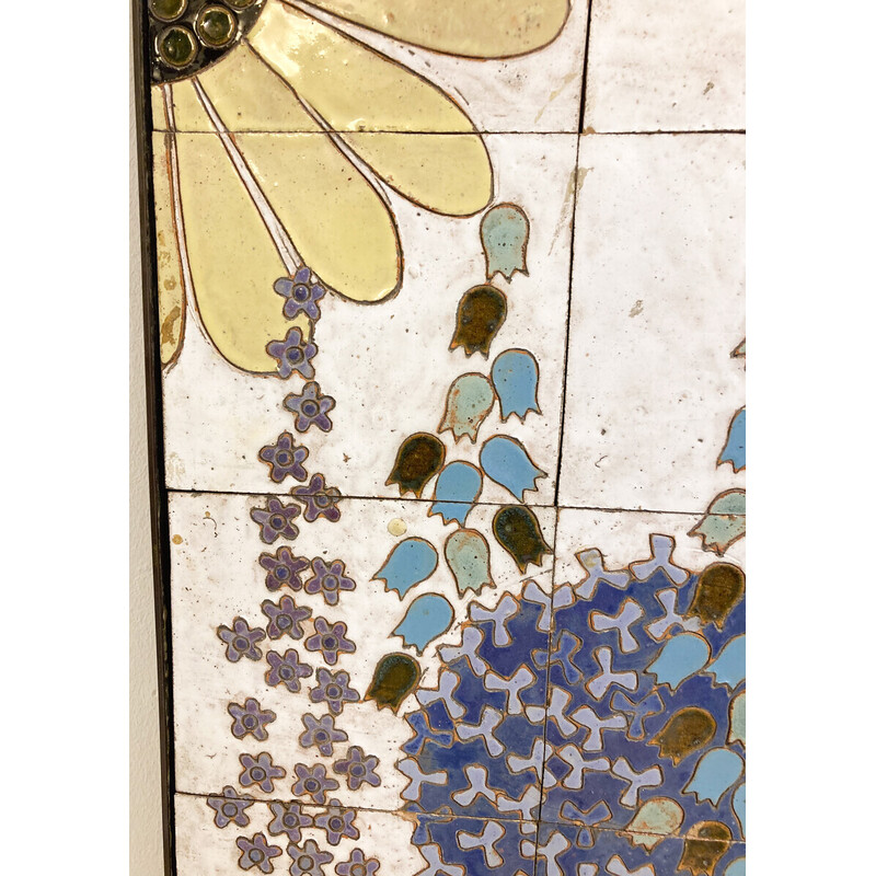 Vintage ceramic floral panel, 1960
