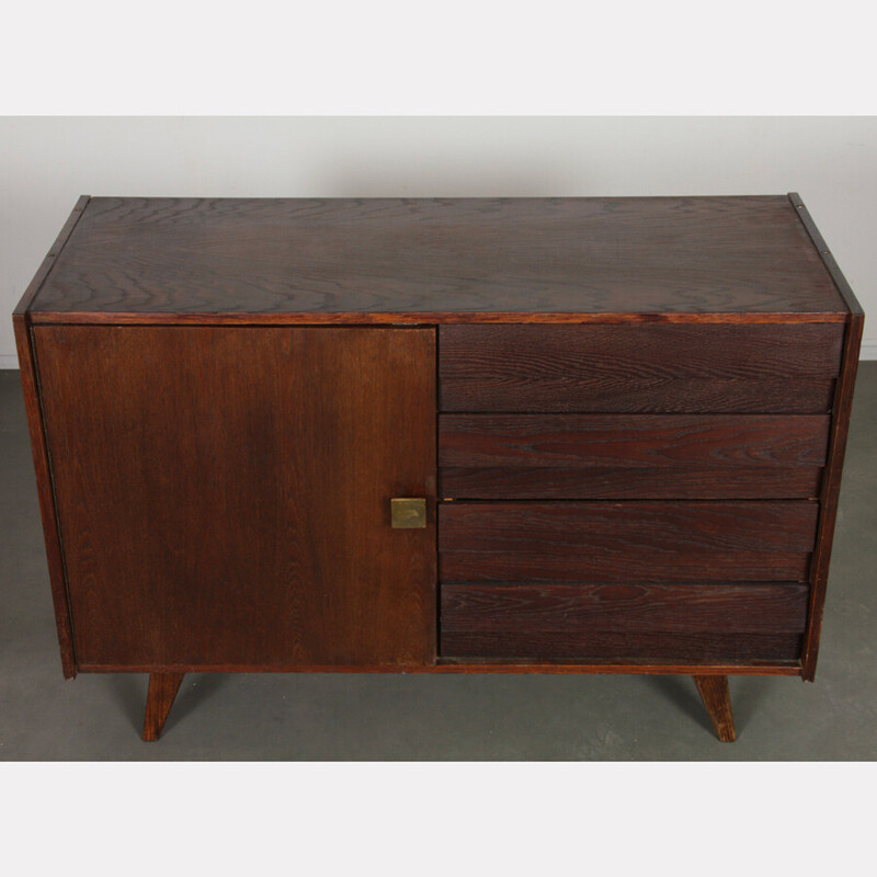 Vintage chest of drawers model U-458 in stained oak by Jiri Jiroutek for Interier Praha, 1960