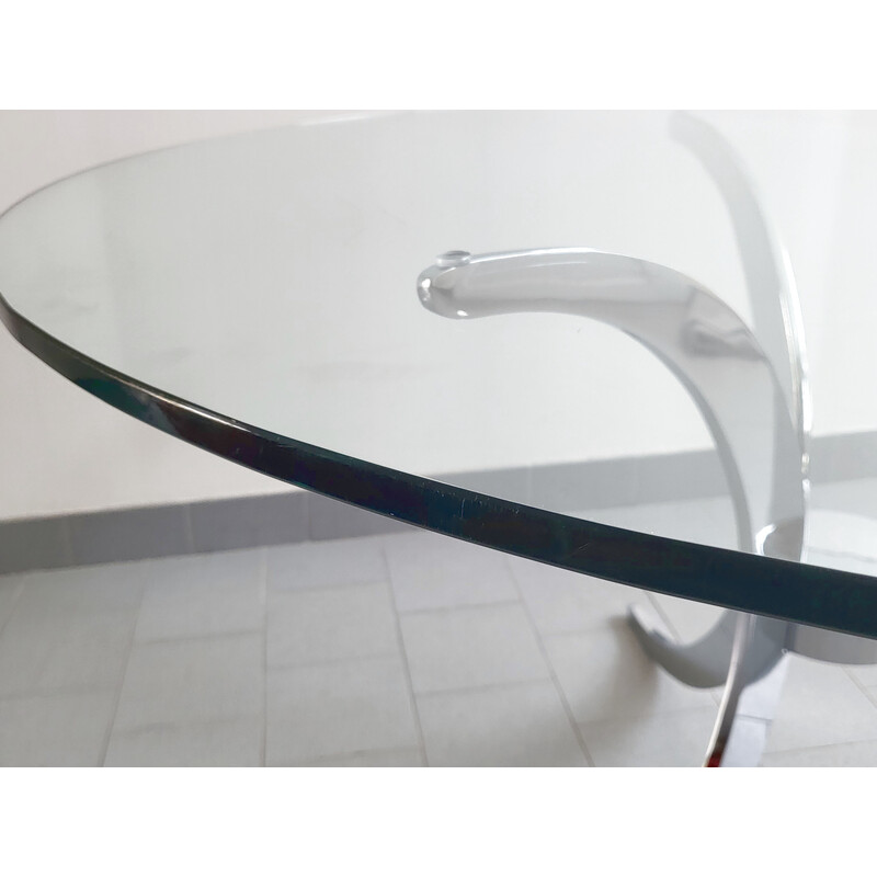 Vintage dining table in solid and chromed steel by Gastone Rinaldi, 1970