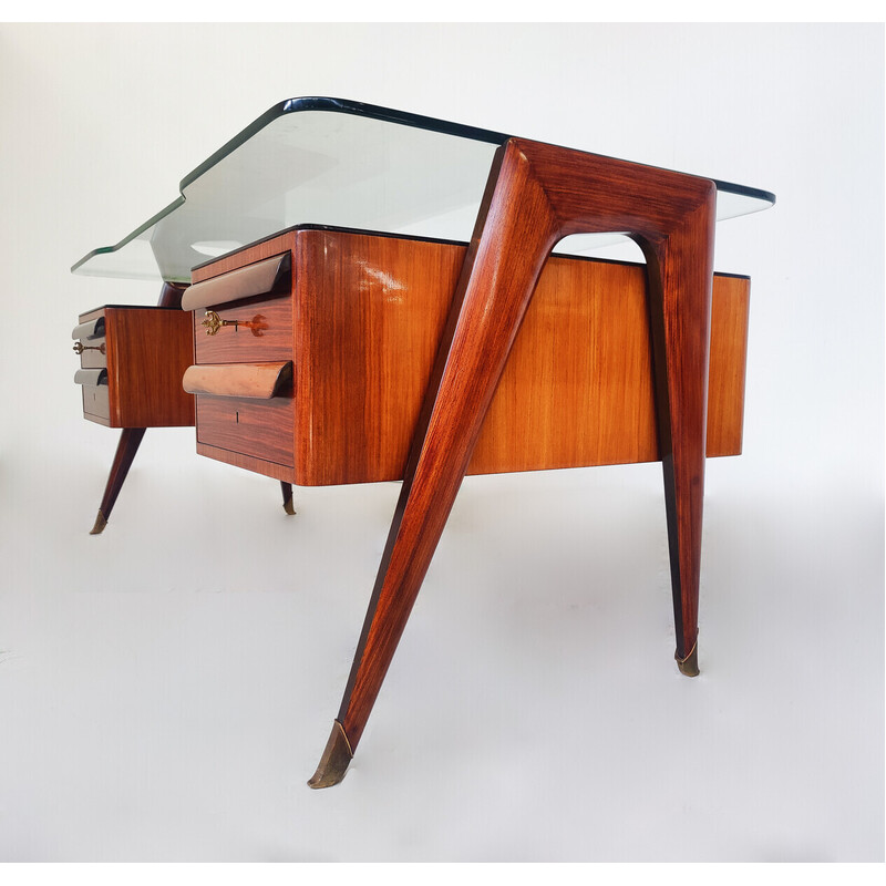 Bureau vintage en bois et verre par Vittorio Dassi, 1950
