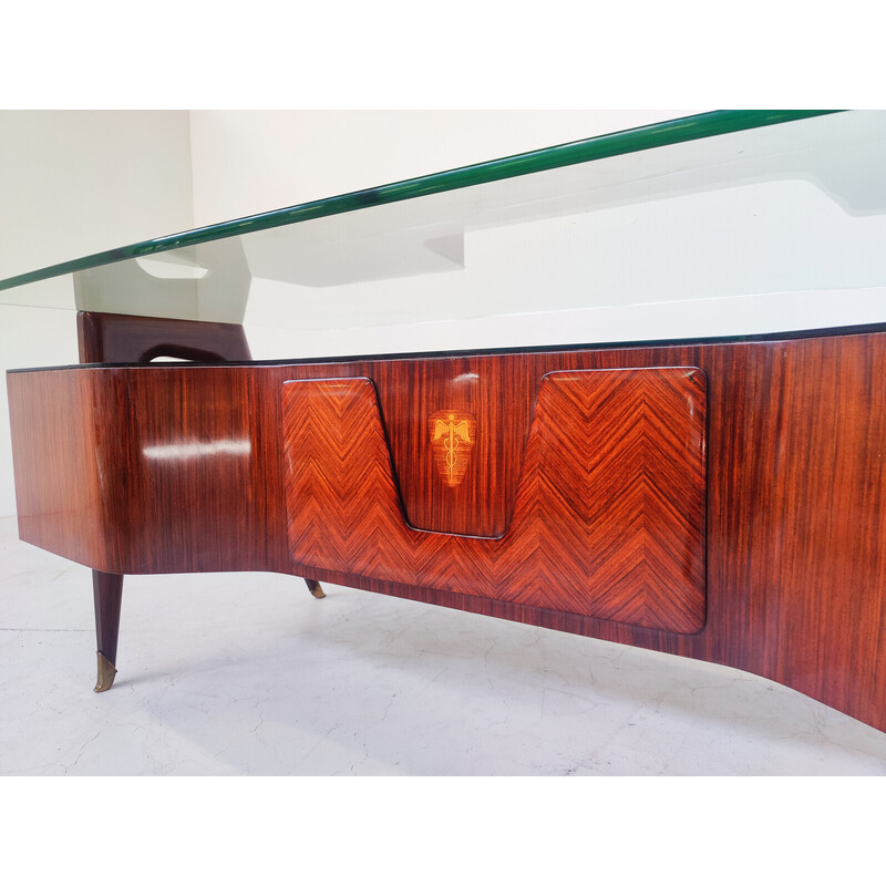 Vintage wood and glass desk by Vittorio Dassi, 1950