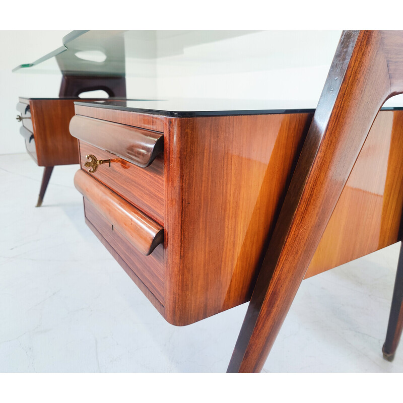 Bureau vintage en bois et verre par Vittorio Dassi, 1950