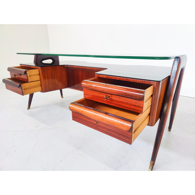 Bureau vintage en bois et verre par Vittorio Dassi, 1950