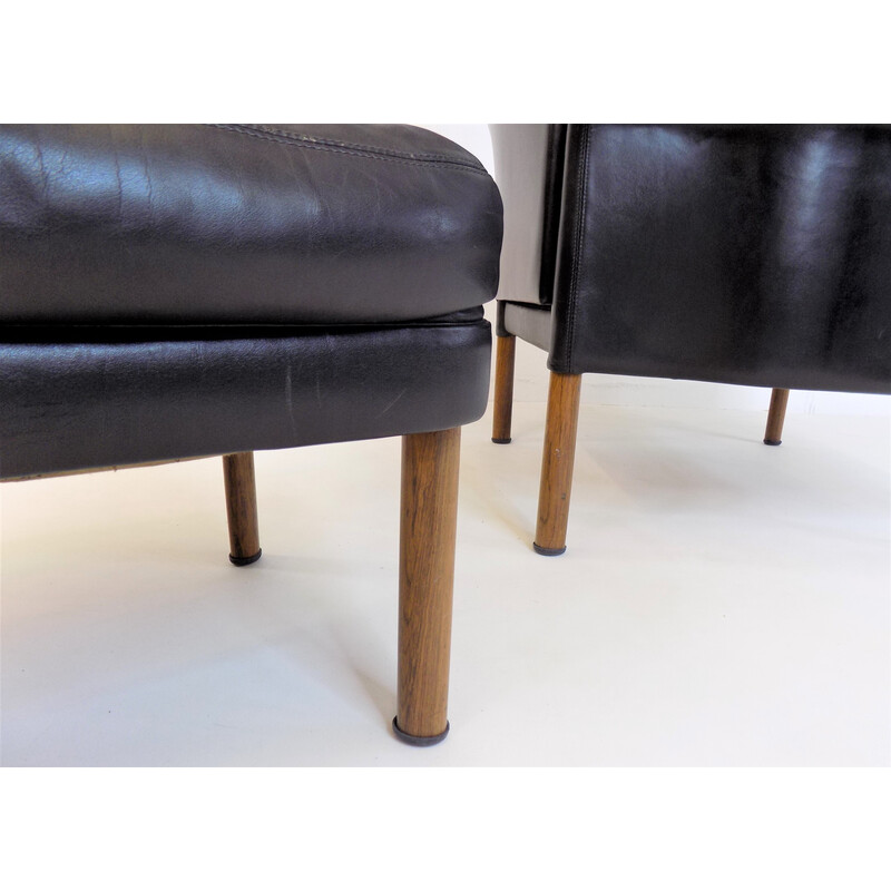 Vintage leather ottoman chair by Hans Olsen, 1960