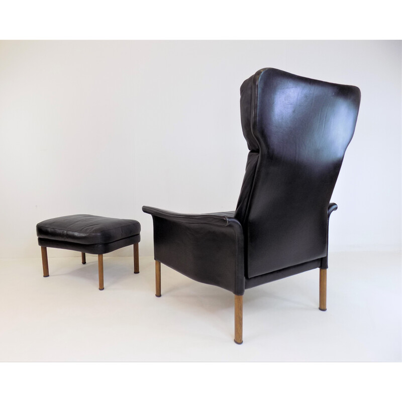 Cadeira otomana de couro vintage de Hans Olsen, 1960