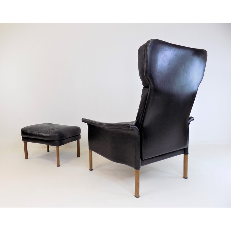 Vintage leather ottoman chair by Hans Olsen, 1960