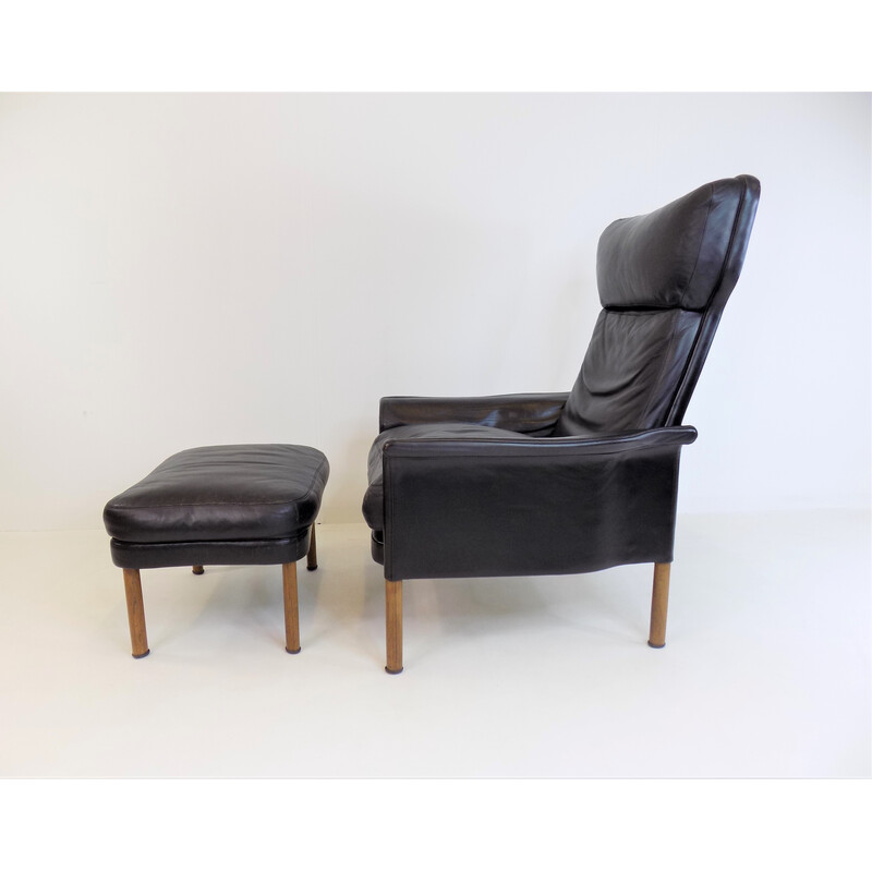 Vintage leather ottoman chair by Hans Olsen, 1960