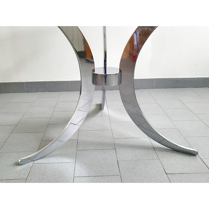 Vintage dining table in solid and chromed steel by Gastone Rinaldi, 1970