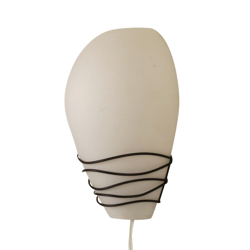 Philips wall light made of milk glass and black wire - 1950s