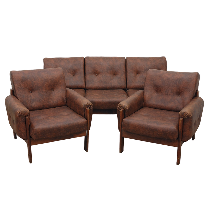 Vintage leatherette lounge set, Czechoslovakia 1970