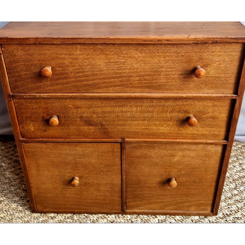 Vintage 4-drawer beech clock cabinet