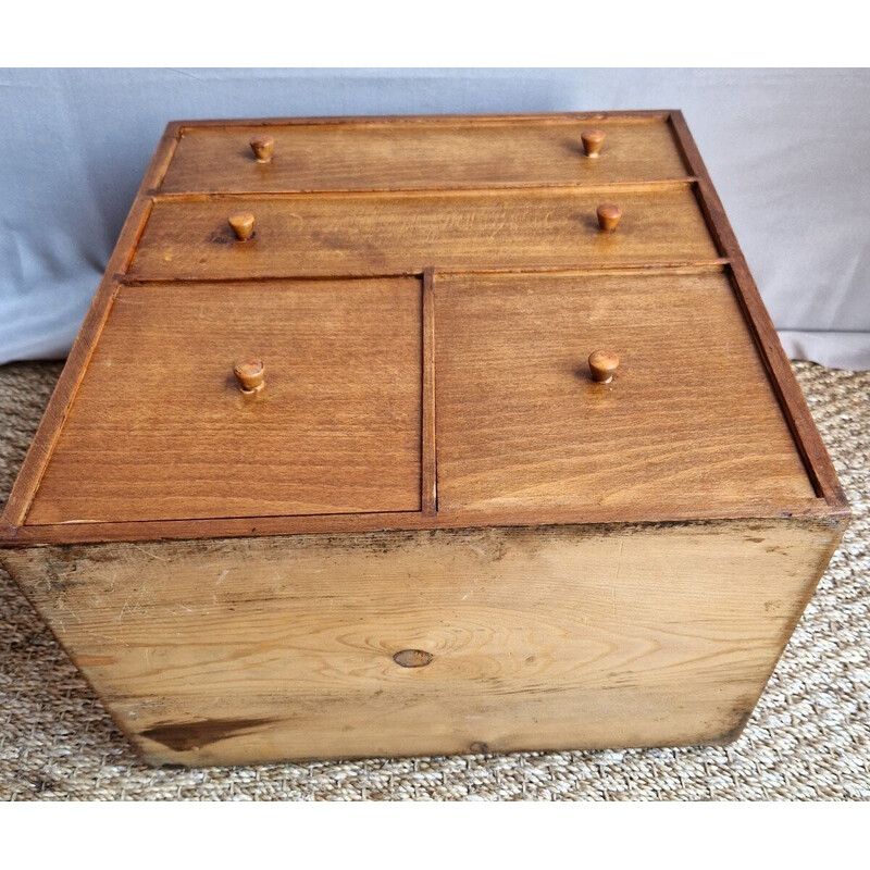 Vintage 4-drawer beech clock cabinet