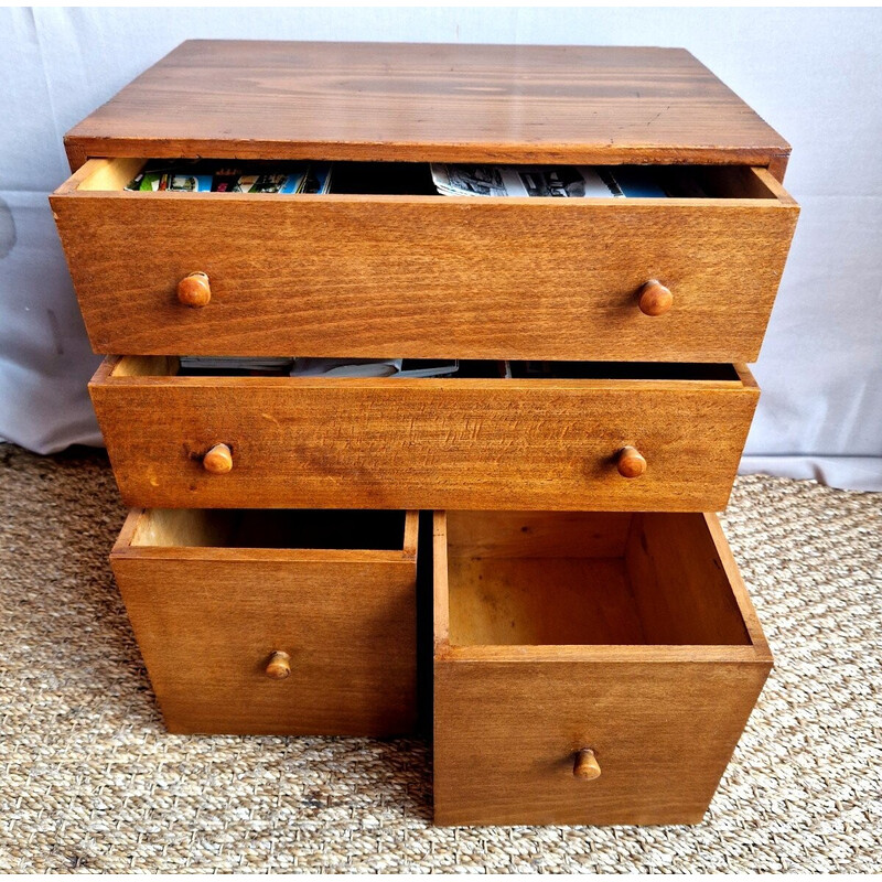 Vintage 4-drawer beech clock cabinet