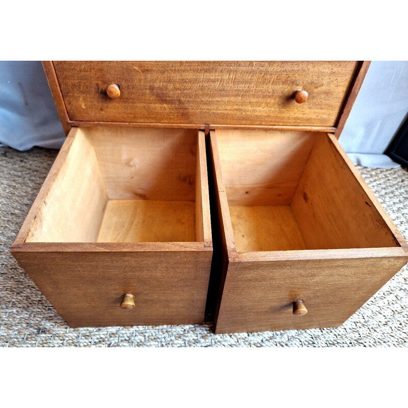 Vintage 4-drawer beech clock cabinet