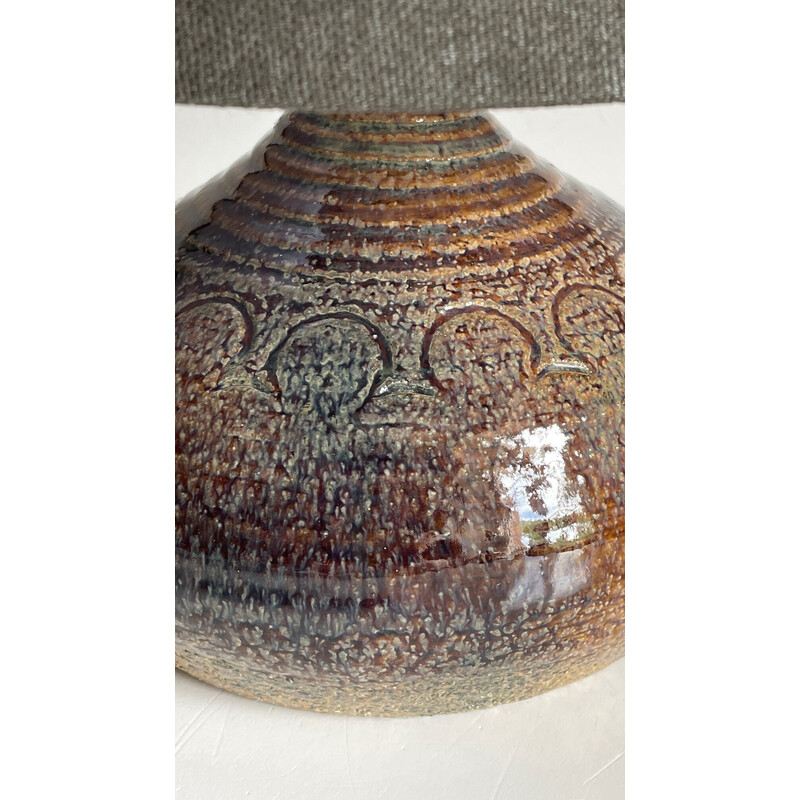 Lampe artisanale vintage en grès emaillé