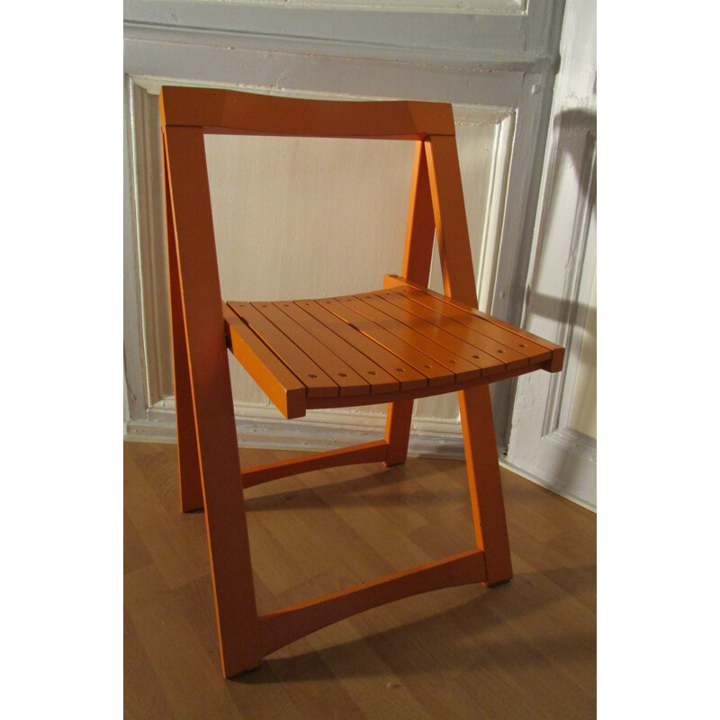Orange folding chair by Aldo Jacober - 1960s