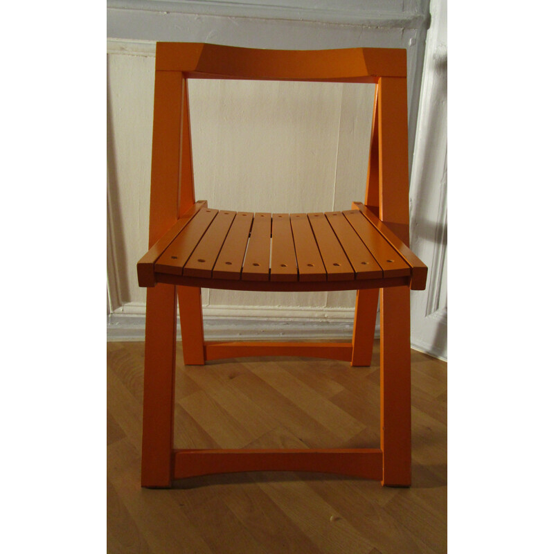 Orange folding chair by Aldo Jacober - 1960s