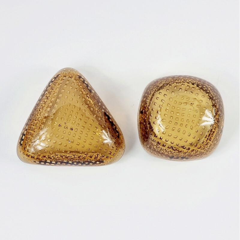 Paire de 2 bols à bulles vintage par Carlo Scarpa pour Venini, Italie 1960