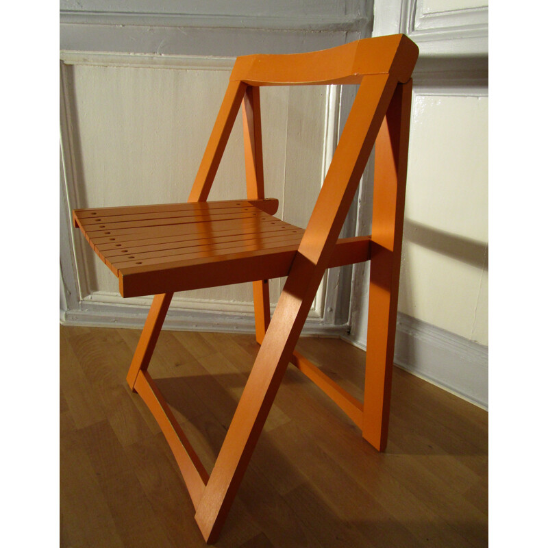 Orange folding chair by Aldo Jacober - 1960s