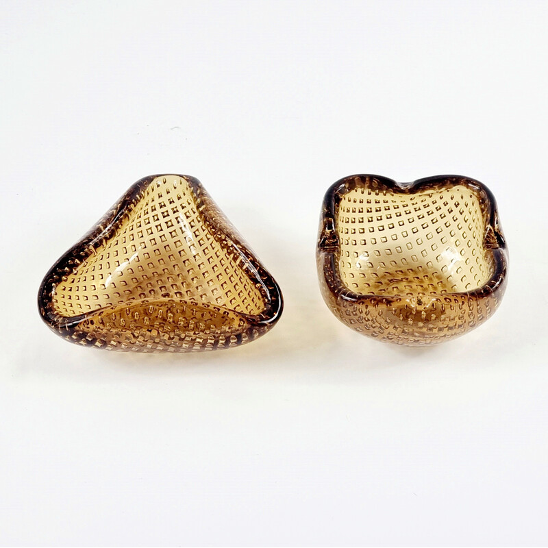 Pair of 2 vintage bubble bowls by Carlo Scarpa for Venini, Italy 1960