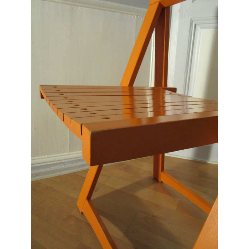 Orange folding chair by Aldo Jacober - 1960s