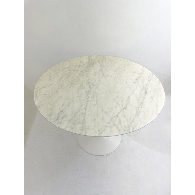 Tavolo da pranzo vintage rotondo in marmo bianco di Eero Saarinen per Knoll, Italia 1960
