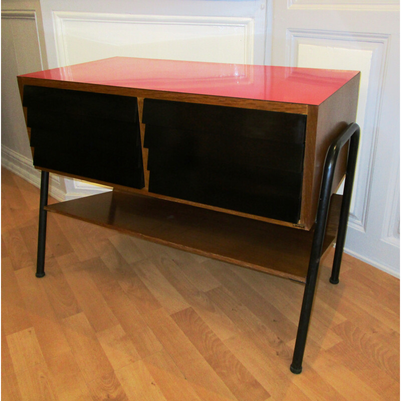 Meuble hifi en bois et formica par Manufrance - 1960