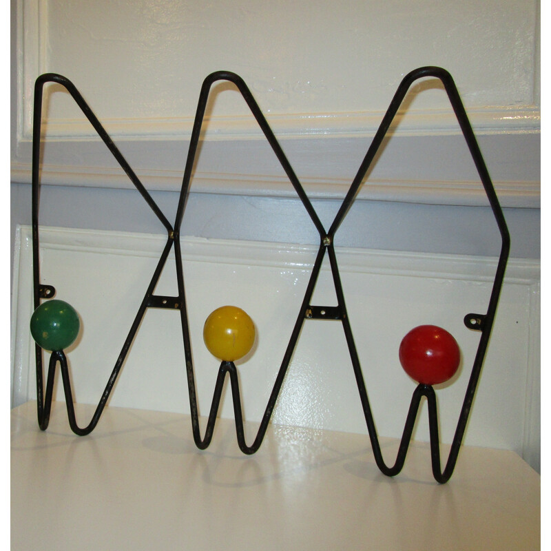 Wall iron coat rack by Roger FERAUD - 1950s