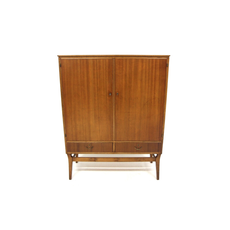 Vintage cabinet in mahogany and beech, suede 1960