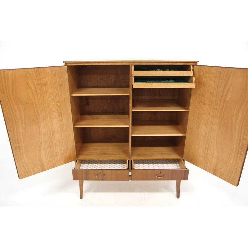 Vintage cabinet in mahogany and beech, suede 1960