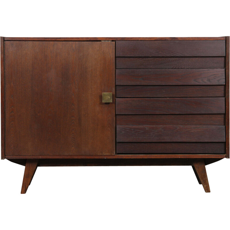 Vintage chest of drawers model U-458 in stained oak by Jiri Jiroutek for Interier Praha, 1960