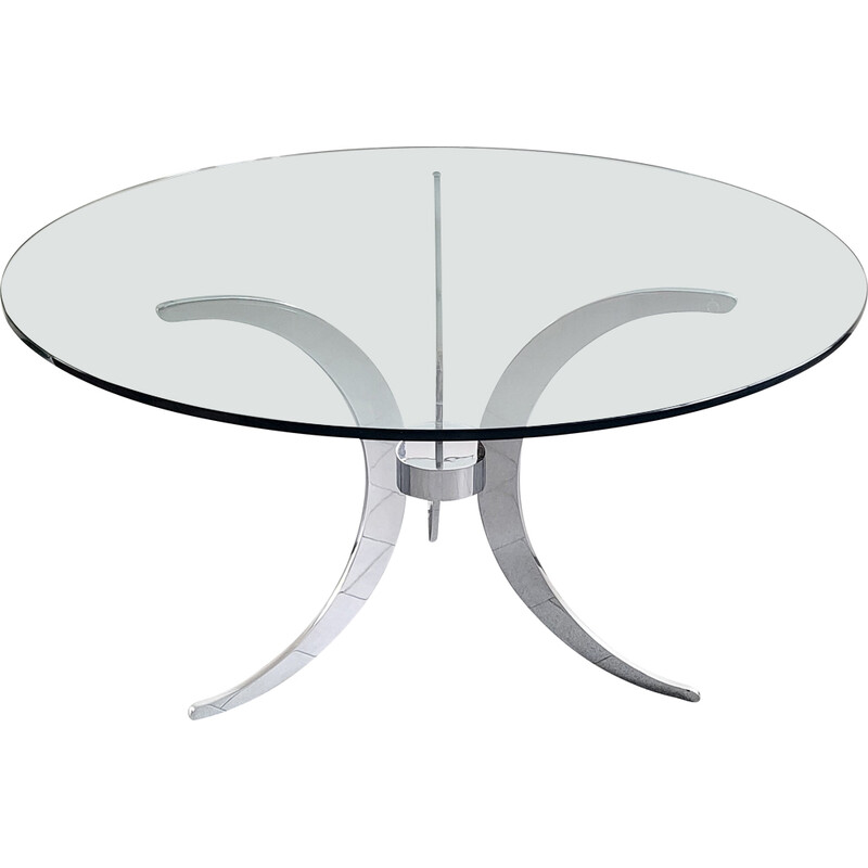 Vintage dining table in solid and chromed steel by Gastone Rinaldi, 1970
