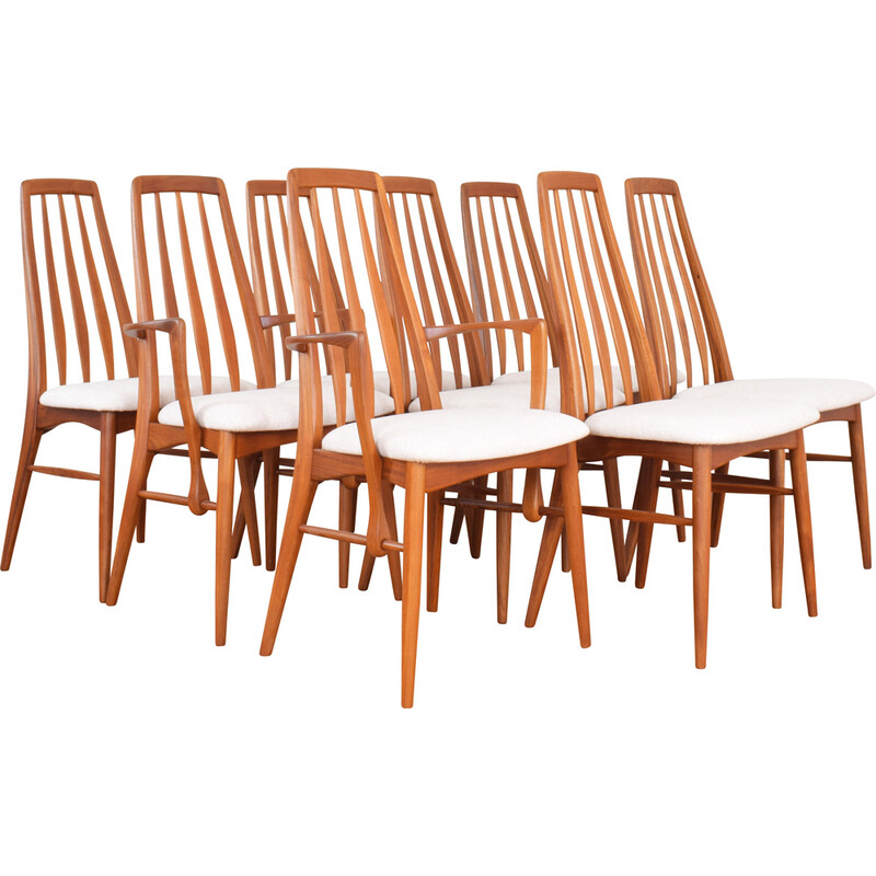 Set of 8 vintage teak Eva chairs by Niels Koefoed for Koefoeds Hornslet, 1960