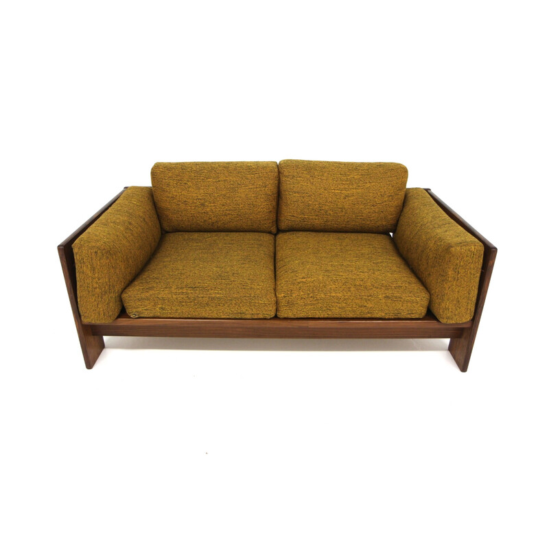 Vintage "bastiano" sofa in rosewood and fabric by Tobia Scarpa for Gavina, Italy 1960