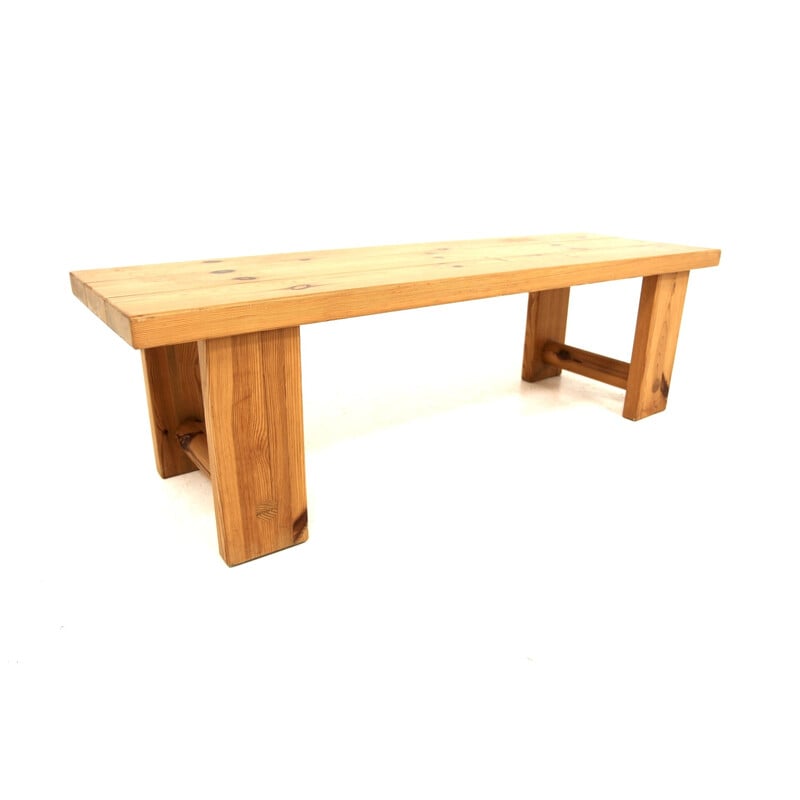 Vintage Scandinavian pine bench, Sweden 1970