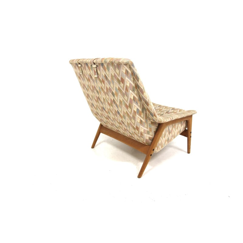 Fauteuil scandinave vintage "Profil" en hêtre et tissu par Folke Ohlsson pour Dux, Suède 1960