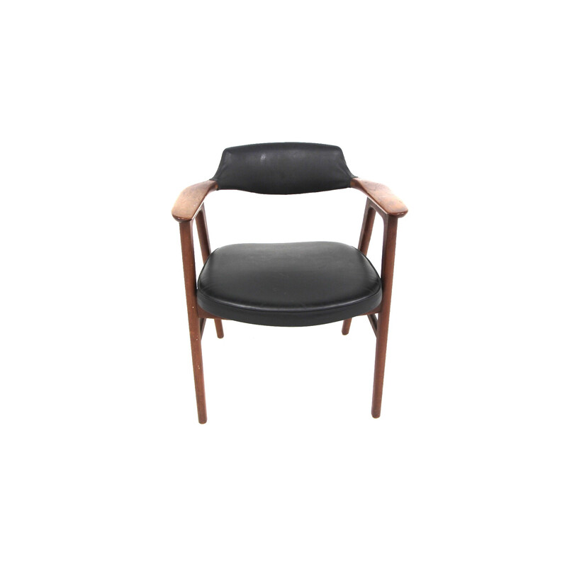 Vintage teak and leatherette armchair by Erik Kirkegaard, Sweden 1960