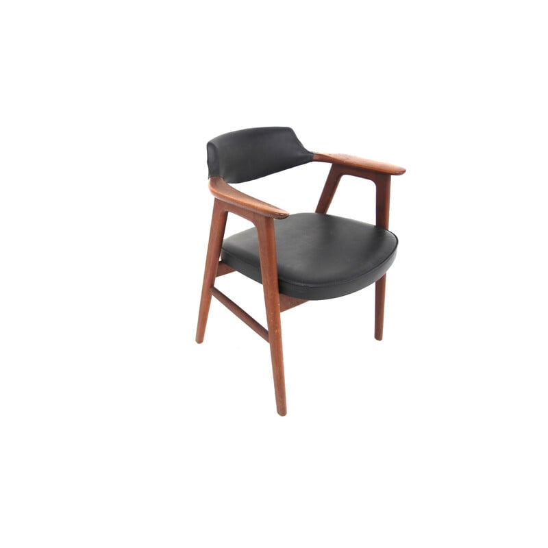 Vintage teak and leatherette armchair by Erik Kirkegaard, Sweden 1960