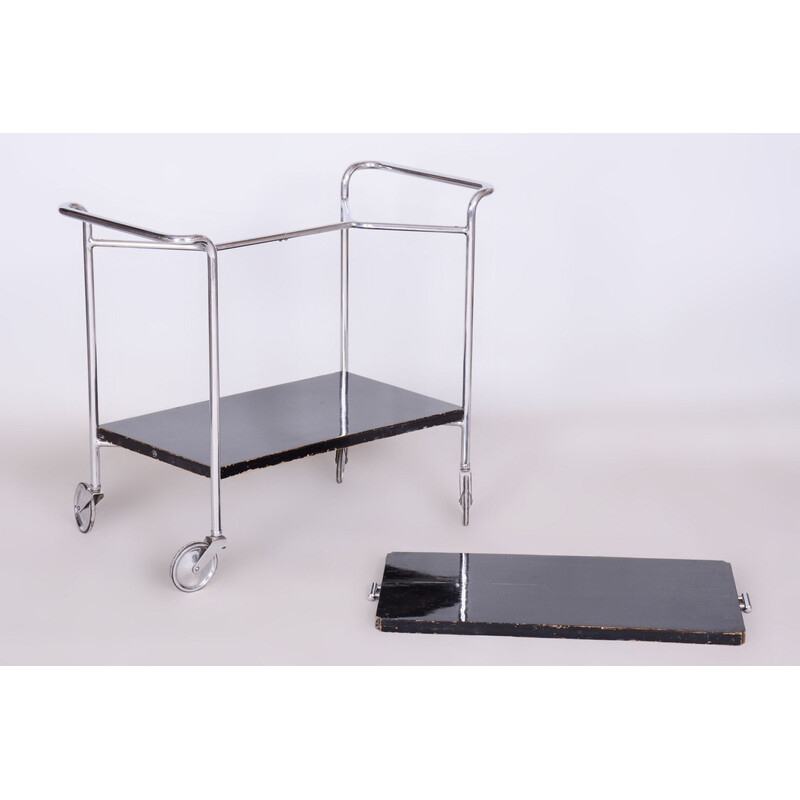 Vintage trolley in chromed steel and lacquered wood by Marcel Breuer for Mücke - Melder, Czechoslovakia 1930