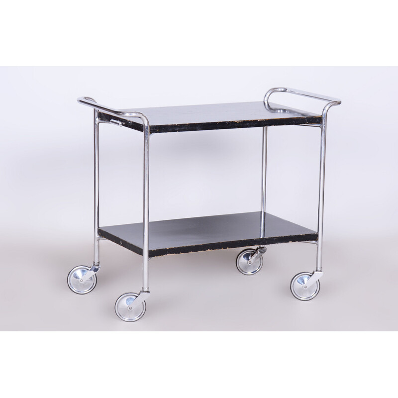 Vintage trolley in chromed steel and lacquered wood by Marcel Breuer for Mücke - Melder, Czechoslovakia 1930