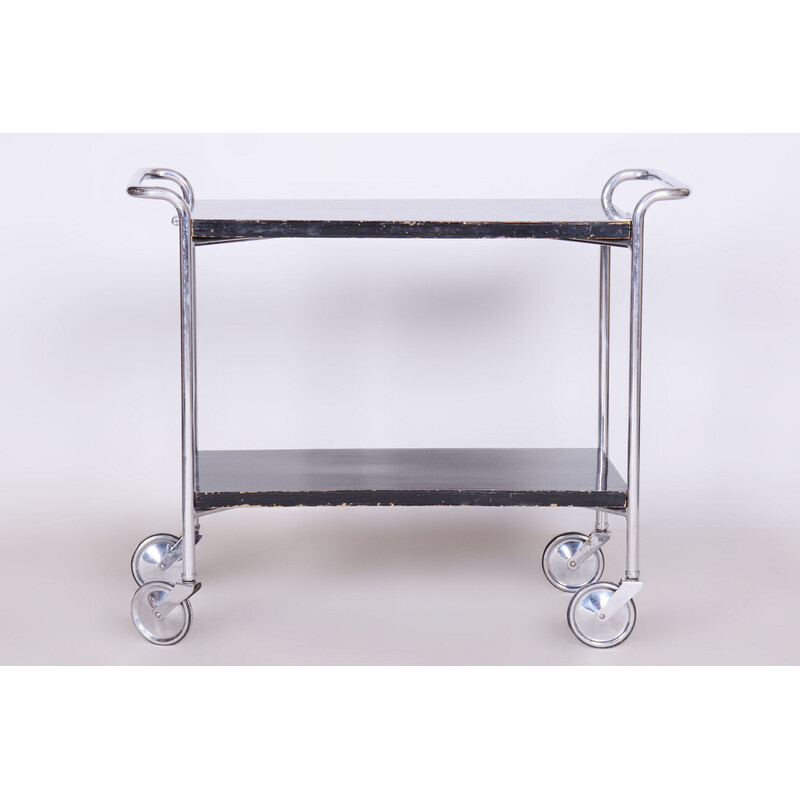 Vintage trolley in chromed steel and lacquered wood by Marcel Breuer for Mücke - Melder, Czechoslovakia 1930