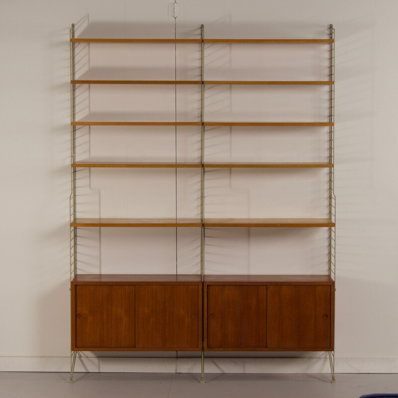 Vintage wall shelving system by Kajsa and Nils Strinning for String Design AB, 1960