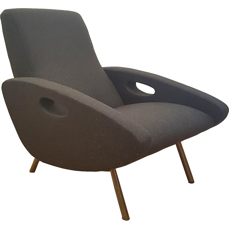 Fauteuil vintage noir de François Letourneur pour Maurice Mourra - 1950