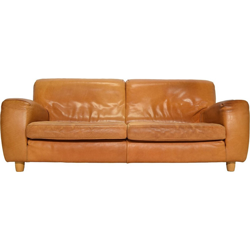 Fatboy Cognac Leather Sofa from Molinari - 1980s