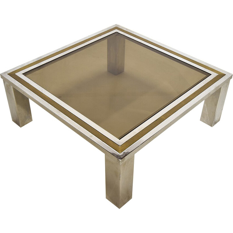 Brass and chrome coffee table - 1970s