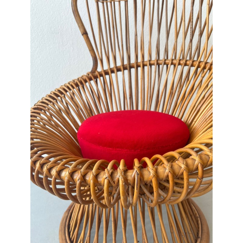 Vintage Margherita wicker armchair by Franco Albini for Bonancina, Italy 1950