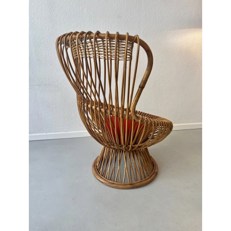 Vintage Margherita wicker armchair by Franco Albini for Bonancina, Italy 1950