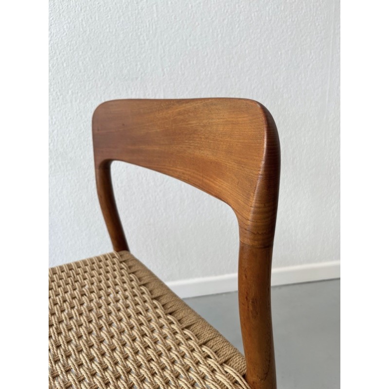 Ensemble de 4 chaises vintage modèle 75 par Niels Moller, Danemark 1960