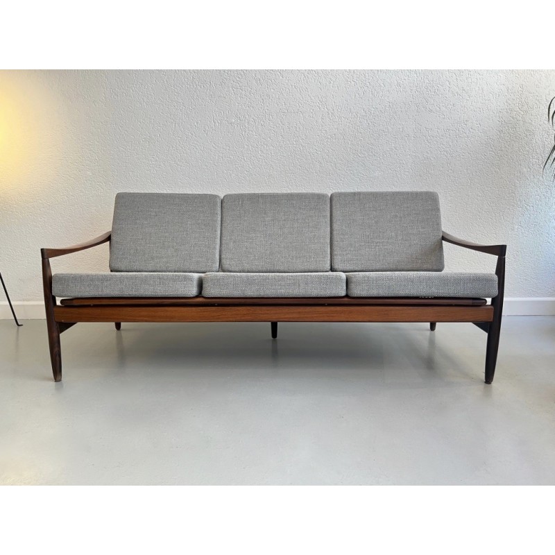 Canapé 3 places vintage en palissandre par Kai Kristiansen pour Skive Mobelfabrik, Danemark 1950